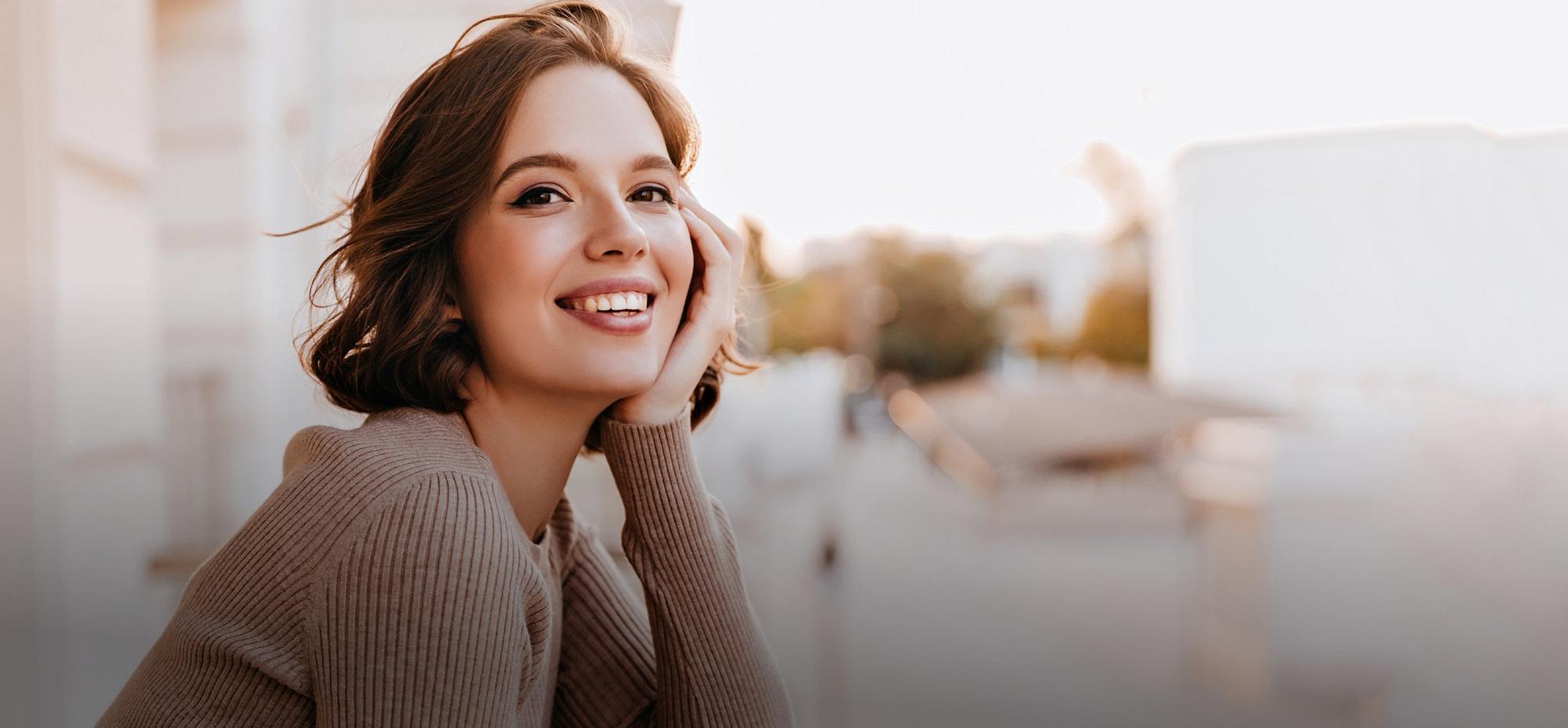 smiling skin therapy patient